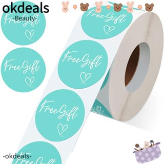 OKDEALS สติกเกอร์เทปกาวในตัว 2 ม้วน เทปฉลาก ทรงกลม สีฟ้า 1.5 นิ้ว 1000 ชิ้น สําหรับโปสการ์ด 2 ม้วน