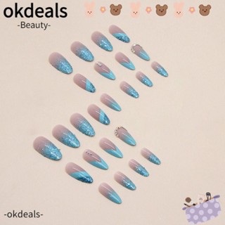 OKDEALS เล็บปลอม แบบกด DIY สไตล์ฝรั่งเศส