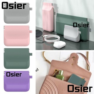 Osier1 กระเป๋าใส่หูฟัง ผ้าแชรปเนล ซิลิโคน ขนาดเล็ก แบบพกพา กันน้ํา สีพื้น ปิดในตัว สําหรับเดินทางกลางแจ้ง