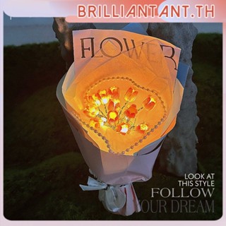 ใหม่ Mini Bouquet กระเป๋าจำลองวัสดุโฮมเมด Night Light Diy Tulip Bouquet ของขวัญสำหรับแฟน bri