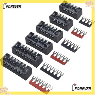 Forever บล็อกเทอร์มินัล 600V 15A แถวคู่ 400V 15A พร้อมฝาครอบ 4 5 6 ตําแหน่ง สีดํา และสีแดง 6 ชุด