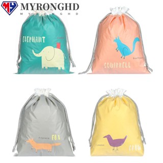 Myronghd กระเป๋าหูรูด ลายการ์ตูน สองชั้น สําหรับใส่เสื้อผ้าใช้แล้ว