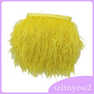 [szlinyou2] ขอบขนนก ขนาด 9-15 ซม. สีขาว สําหรับตกแต่งเสื้อผ้า งานฝีมือ