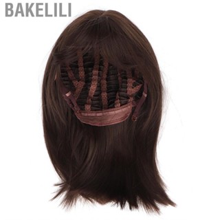 Bakelili False Short Hair Wig  Cool Brown Realistic Soft Adjustable Buckle Synthetic for Cosplay