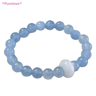 Purelove&gt; สร้อยข้อมือ เชือกยางยืด ประดับลูกปัดคริสตัล สีฟ้า สไตล์วินเทจ แฮนด์เมด เครื่องประดับ สําหรับผู้หญิง