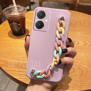 เคสโทรศัพท์มือถือ ซิลิโคนนิ่ม TPU กันรอยเลนส์กล้อง พร้อมสายคล้อง สีรุ้ง สําหรับ VIVO Y27 Y36 Y78 4G 5G 2023 Y27 Y36