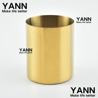 Yann1 กล่องใส่ดินสอ แปรงแต่งหน้า ทรงกลม สีทอง 304 ช่อง สําหรับออฟฟิศ