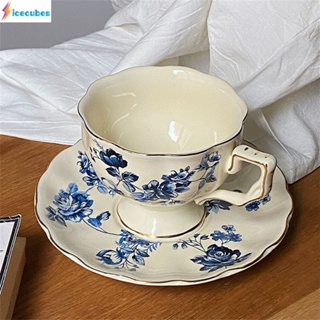 ถ้วยกาแฟเซรามิคย้อนยุคและจานรอง Niche European Pot Afternoon Tea Cup And Saucer Set ICECUBES