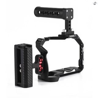 {fly} Andoer Camera Cage + Top Handle + Side Grip Kit Aluminum Alloy Video Cage with Cold Shoe Mount Numerous 1/4 Inch Threads Replacement for  R7 Camera