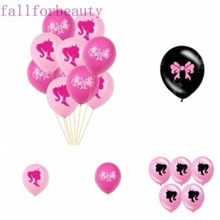 Fallforbeauty ลูกโป่งยาง รูปตุ๊กตาบาร์บี้ สีชมพู 12 นิ้ว 10 ชิ้น