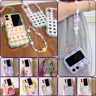 เคสโทรศัพท์มือถือ ซิลิโคนนิ่ม TPU ใส กันกระแทก ลายดอกไม้ พร้อมสายคล้องข้อมือ สําหรับ Oppo Find N2