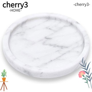 Cherry3 ถาดเก็บเครื่องประดับ ทรงกลม ลายหินอ่อน สีขาว ทําความสะอาดง่าย 5.51 นิ้ว สําหรับออฟฟิศ