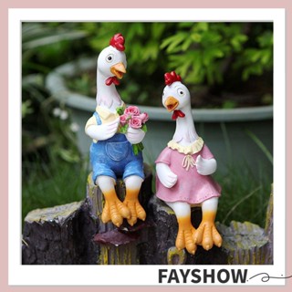 Fay ฟิกเกอร์เรซิ่น รูปเป็ด ไก่ แฮนด์เมด สําหรับตกแต่งสวน ในร่ม กลางแจ้ง