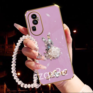 ใหม่ เคสโทรศัพท์มือถือ TPU นิ่ม ปิดด้านหลัง ลายกระต่ายน่ารัก พร้อมสายโซ่คล้องมือ สําหรับ OPPO Reno10 Pro+ Reno 10 Pro Plus 5G A78 4G A98 A78 Reno10Pro