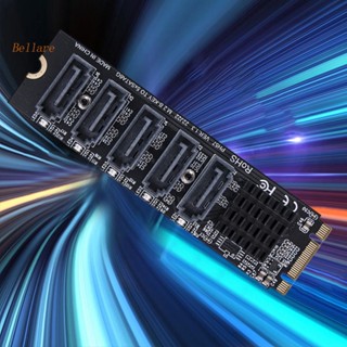 {ขายดี 99} อะแดปเตอร์การ์ดขยาย M.2 MKEY PCI-E 5/6 พอร์ต NVME เป็น SATA แปลง 6Gpbs [Bellare.th]