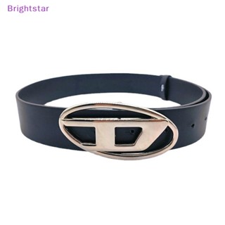 Brightstar เข็มขัดโลหะ PU ทรงวงรี รูปตัว D สไตล์พังก์ แฟชั่นสําหรับผู้หญิง