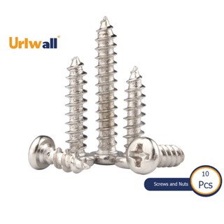 Urlwall สกรูสเตนเลส 304 หัวกลม ขนาดเล็ก M2 M2.9 M3 M3.5 M4 อุปกรณ์เสริม 10 ชิ้น