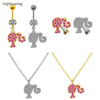 [highbuying] ความงาม หัวมนุษย์ แหวนสะดือ ตุ๊กตาบาร์บี้ สร้อยคอ สตั๊ด ต่างหู สเตนเลส ท้อง ปุ่ม แหวน เครื่องประดับ สําหรับเด็กผู้หญิง ใหม่ พร้อมส่ง