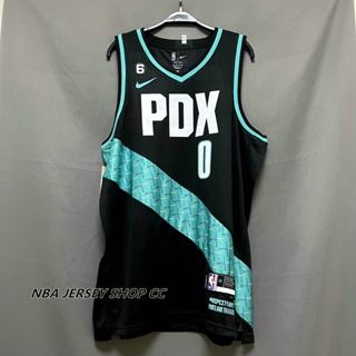 【คุณภาพสูง】เสื้อเบลเซอร์ Nba Portland Trail ของแท้ สําหรับผู้ชาย 2022-23 #0 เสื้อกีฬาแขนสั้น ลายทีม Damian Lillard City Edition สีดํา