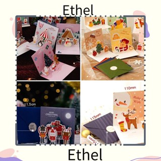 Ethel1 สติกเกอร์ ลายกวางเรนเดียร์ สโนว์แมน พร้อมซองจดหมาย สําหรับตกแต่งปาร์ตี้คริสต์มาส วันหยุด 6 ชิ้น ต่อชุด