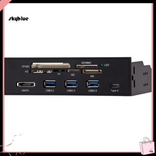 [Sy] แผงด้านหน้า USB30 eSATA Type-C TF SD Card Reader Hub หลายพอร์ต