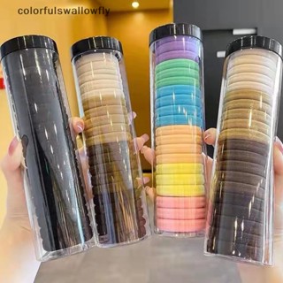 Colorfulfulswallowfly ยางรัดผม ทรงกระป๋อง ยืดหยุ่นสูง ไร้รอยต่อ สีพื้น เรียบง่าย 20 ชิ้น ต่อกล่อง COD