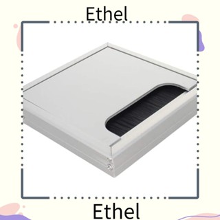 Ethel1 ฝาครอบรูสายเคเบิล อะลูมิเนียมอัลลอย สีเงิน ขนาด 120*120 มม. สําหรับตกแต่งโต๊ะ