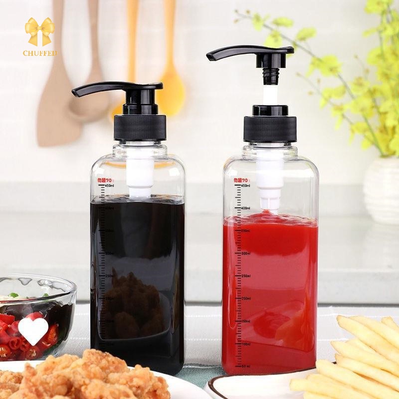 Chuffed> 500ML/1000ML เครื่องจ่ายของเหลวพร้อมขนาดน้ําเชื่อมกาแฟหยดขวดหัวฉีดปั๊มไฮดรอลิกครัวน้ําผึ้ง Jar คอนเทนเนอร์ C