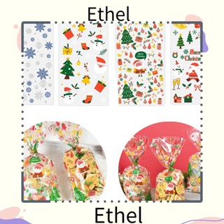 Ethel1 ถุงขนม กระดาษแก้ว ซานตาคลอส สโนว์แมน คริสต์มาส 50 ชิ้น