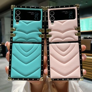 เคสโทรศัพท์มือถือ ทรงสี่เหลี่ยม หรูหรา สําหรับ Samsung Galaxy Z Flip 3 Flip 4