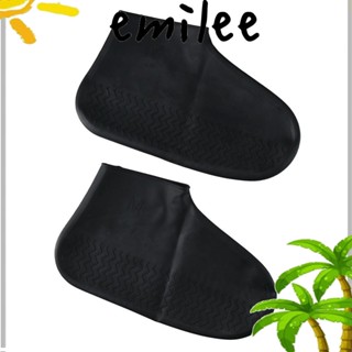 Emilee ซิลิโคน Overshoes นํากลับมาใช้ใหม่ได้ วันฝนตก ในร่ม กลางแจ้ง รองเท้าบูท