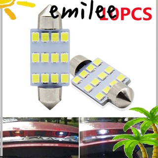 EMILEE หลอดไฟอ่านหนังสือ LED สีขาว 2835 12SMD 39 มม. 10 ชิ้น