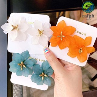 Ralph ต่างหูสตั๊ด โลหะ อะคริลิค เรซิ่น รูปกลีบดอกไม้ ขนาดใหญ่ สีส้ม สีขาว สีเขียว เครื่องประดับแฟชั่น สําหรับปาร์ตี้ วันหยุด