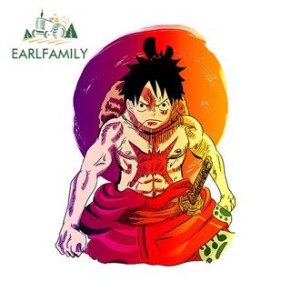 Earlfamily สติกเกอร์ ลายการ์ตูนอนิเมะ One Piece JDM ขนาด 13 ซม. X 10.2 ซม. กันรอยขีดข่วน สําหรับติดตกแต่งหน้าต่างรถยนต์ รถจักรยานยนต์