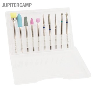 JUPITERCAMP 10 ชิ้นเล็บเจาะบิตชุดบ้านแบบพกพา Emery Cuticle Remover Bits สำหรับผู้เริ่มต้นศิลปินเล็บ