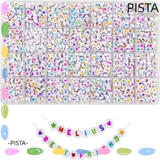 Pista ลูกปัดอะคริลิค ทรงกลม ลายตัวอักษร 4x7 มม. สําหรับสร้อยคอ diy