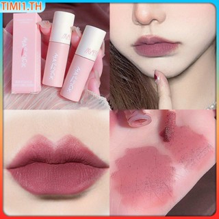 Maffick Lip Glaze Velvet Matte Waterproof Long Lasting Non-stick Cup Lipstick โคลนทาปากที่มีความอิ่มตัวต่ำ | เวลา1