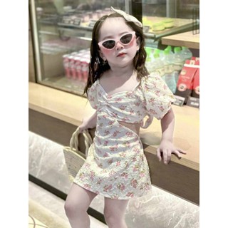 JZ06💜พร้อมส่ง💜ชุดเด็กผู้หญิง/เดรสลายดอกไม้ size 120