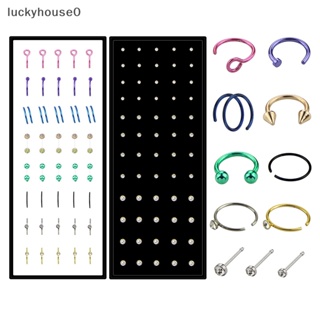 Luckyhouse0^^ ใหม่ ชุดห่วงจมูกปลอม สเตนเลส หลากสี เครื่องประดับแฟชั่น สําหรับผู้หญิง 40 ชิ้น 100 ชิ้น