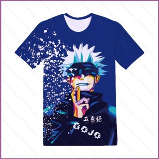 Sq2 เสื้อยืดแขนสั้นลําลอง พิมพ์ลายอนิเมะ Jujutsu Kaisen Gojo Satoru Yuji 3D พลัสไซซ์ แฟชั่น สําหรับทุกเพศ