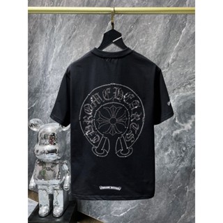 เสื้อยืดแขนสั้น พิมพ์ลายหัวใจ Chrome Hearts Cross Sanskrit สําหรับผู้ชาย และผู้หญิง