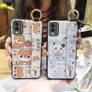 Shockproof protective Phone Case For Nokia C32 Back Cover Anti-knock Phone Holder Lanyard Cartoon Durable Soft case Cute