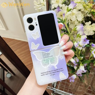 Wenwen เคสโทรศัพท์มือถือ แบบฝาพับ ลายผีเสื้อ พร้อมสายโซ่คล้อง สําหรับ OPPO Find N2