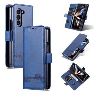 เคสโทรศัพท์หนัง ฝาพับ กันกระแทก พร้อมช่องใส่บัตร สําหรับ Samsung Galaxy Z Fold5 Fold4 Fold3 GalaxyZ Fold 3 4 5