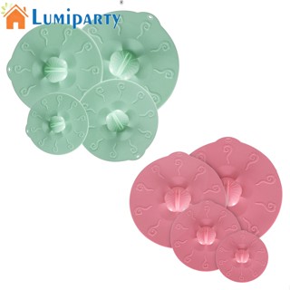 Lumiparty ฝาซิลิโคน 4 ชิ้น สําหรับเก็บอาหาร ชามซิลิโคน ฝาปิด ดูด สําหรับถ้วย ชาม หม้อ กระทะ เตาอบ ตู้เย็น