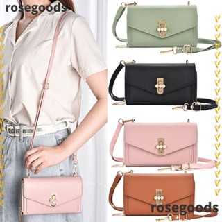 Rosegoods1 กระเป๋าสะพายข้าง หนังมังสวิรัติ ใบเล็ก สีดํา วินเทจ ซิปสองชั้น มินิ โทรศัพท์มือถือ ผู้หญิง