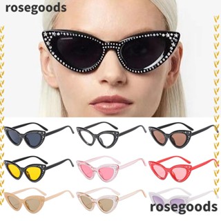 Rosegoods1 แว่นกันแดด ทรงตาแมว ขนาดใหญ่ สีดํา สําหรับผู้หญิง UV400 Y2K