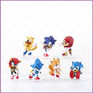 Sq2 โมเดลฟิกเกอร์ Sonic Action Figure Knuckles Tails Shadow Iron Sonic EXE ของเล่นสําหรับเด็ก 7 ชิ้น