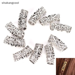 Shakangcool 10 ชิ้น ผมถักเปีย ลูกปัดเดรดล็อก ลูกปัด คลิปข้อมือ โลหะถักเปีย แหวนเงิน SGL