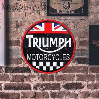 Redkeev™ โปสเตอร์โลหะดีบุก ลาย Triumph Motorcycles สไตล์เรโทร สําหรับตกแต่งผนัง